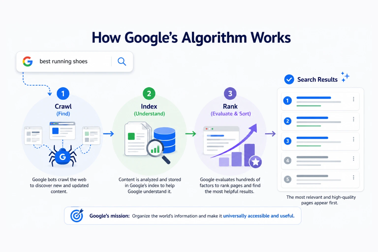 Diagram showing how Google's algorithm works